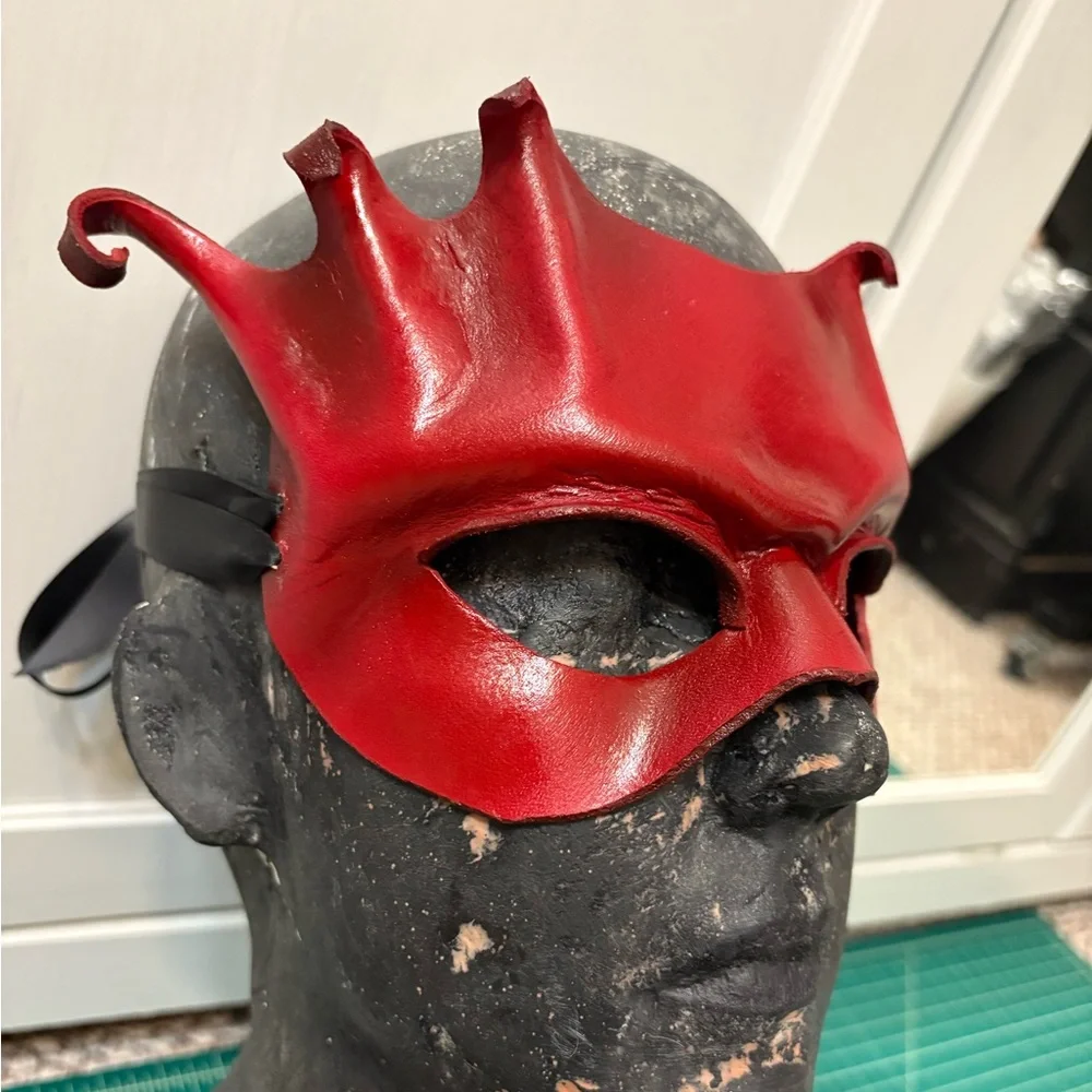 Red Leather Masquerade Mask